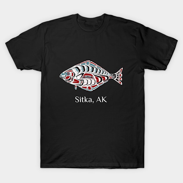 Sitka, Alaska Halibut Northwest Native American Tribal Gift T-Shirt by twizzler3b